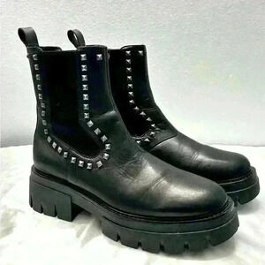 ASH Lenny Studs Black Leather Chelsea Boot Size 40